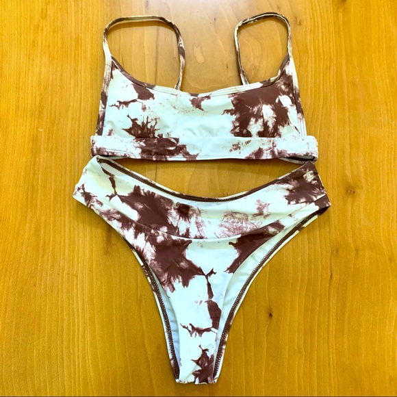 ✨Brown and White Tie Dye Bikini Set - Picture 5 of 12